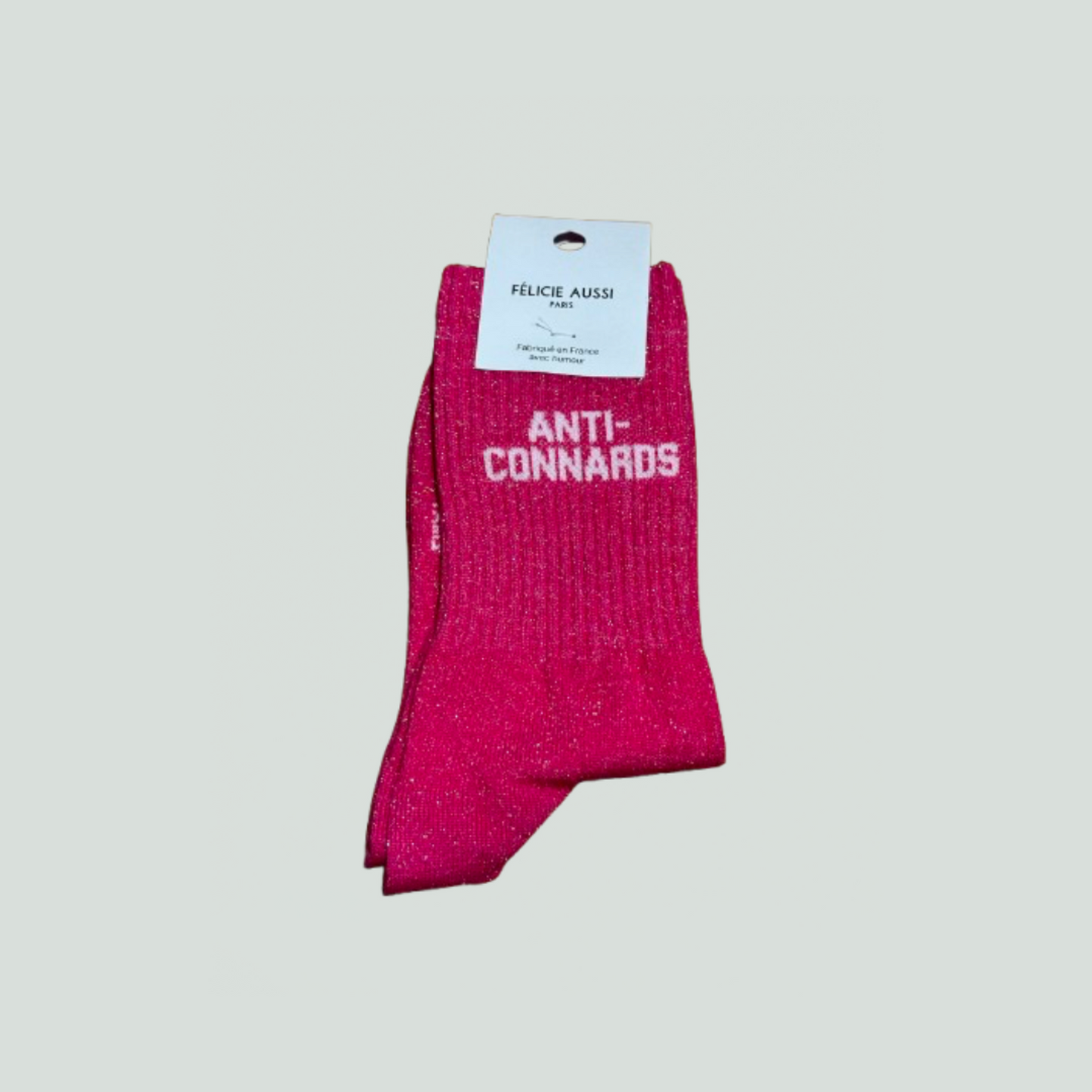 Chaussettes à paillettes - Anti-connards - rose - Félicie Aussi