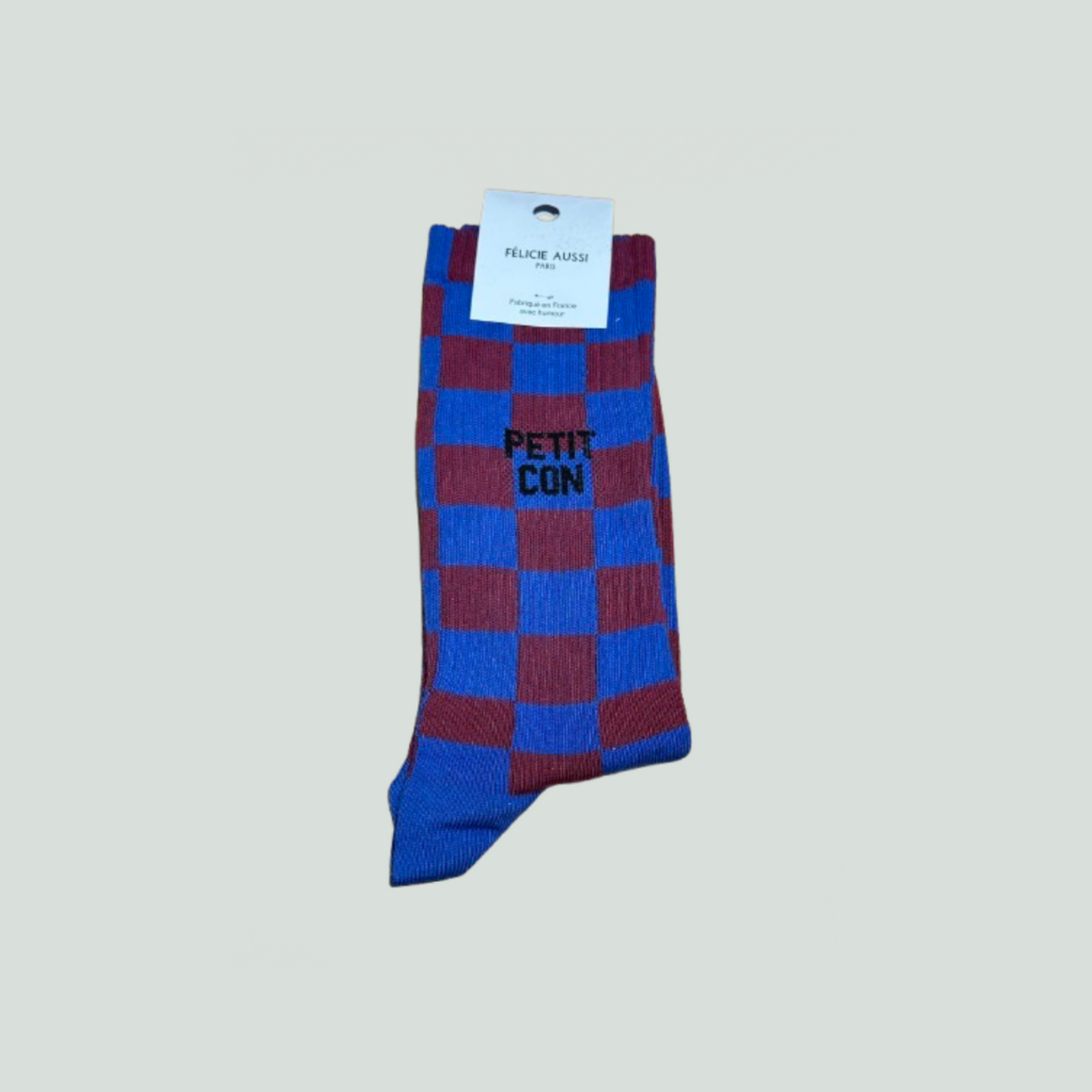 Chaussettes - Petit con - Damier bleu prune - Félicie Aussi