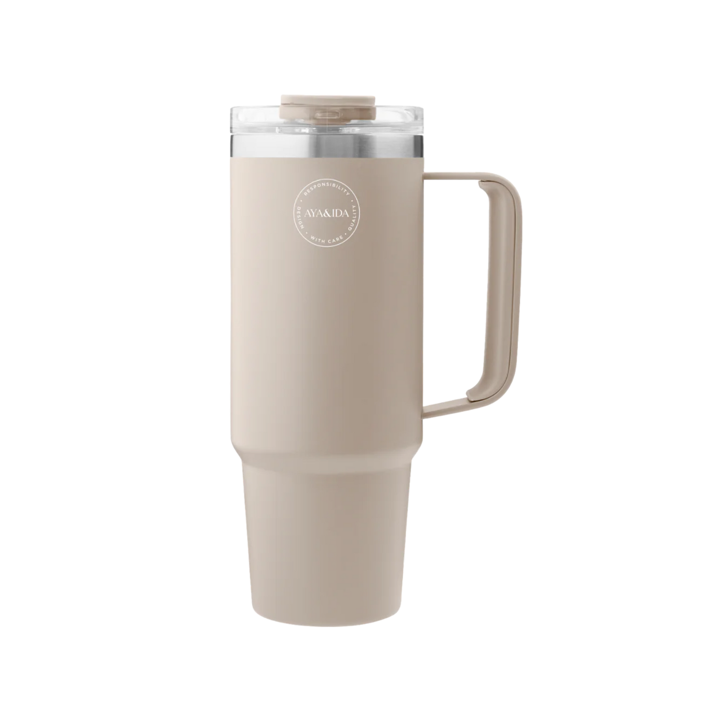 Gobelet isotherme avec paille - Beige crème - 885 ml - AYA&IDA