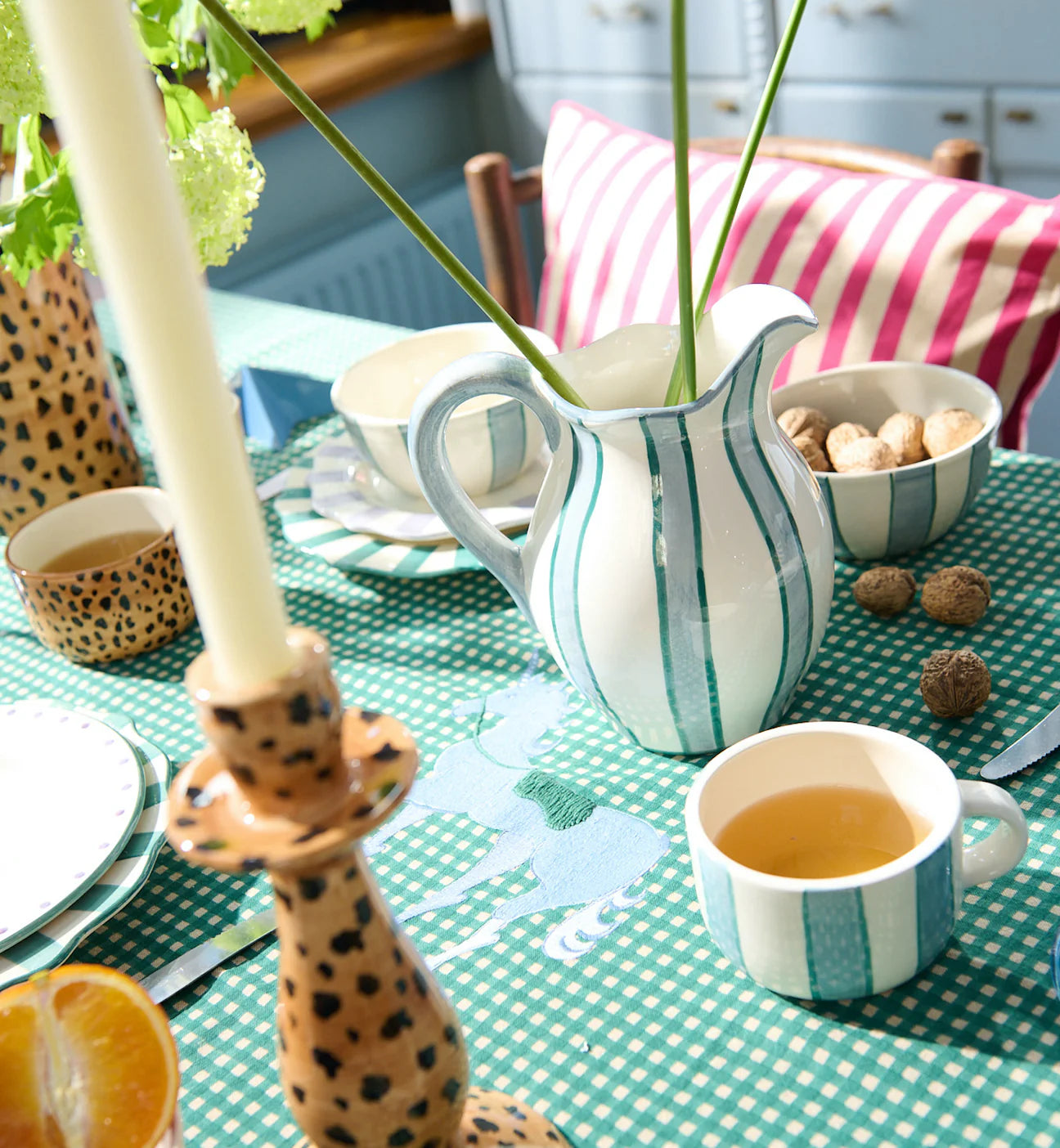 Cappuccino mug - Powder Striped - Anna + Nina