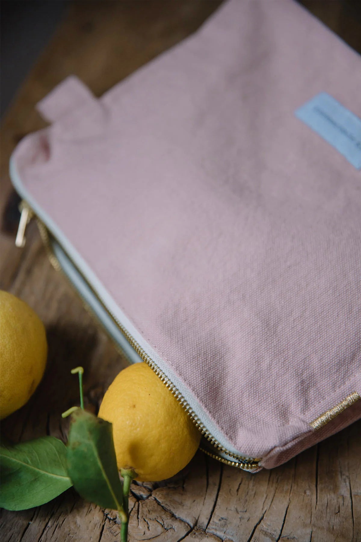 Trousse de toilette - rose délicat en épaisse toile de coton bio - Les pensionnaires