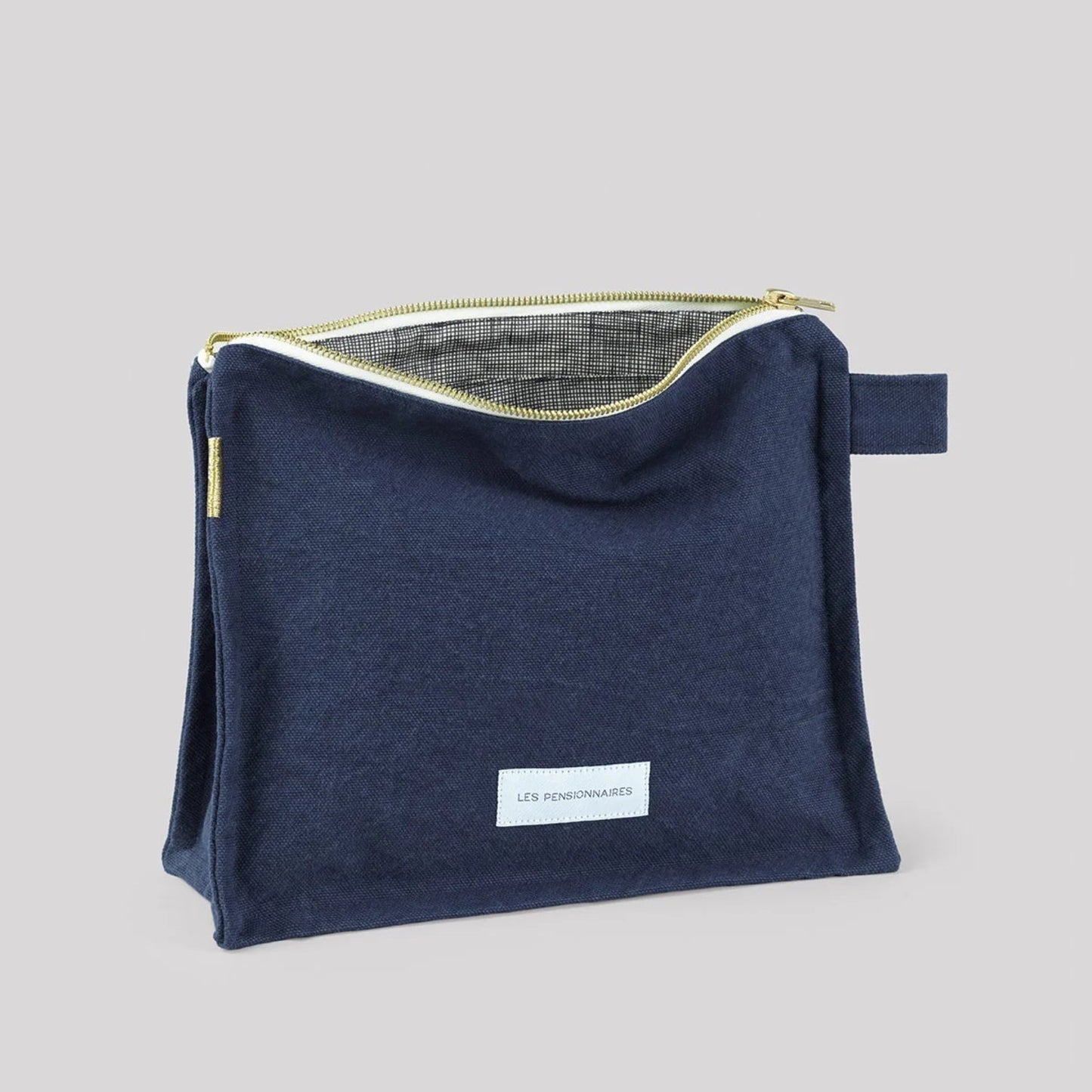 Trousse de toilette - bleu orage en épaisse toile de coton bio - Les pensionnaires