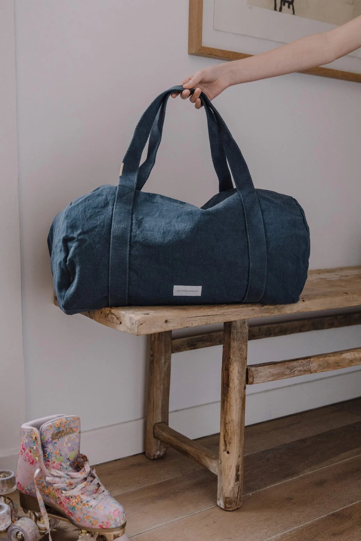 Sac - bowling - coton bio - Bleu orage - Les pensionnaires
