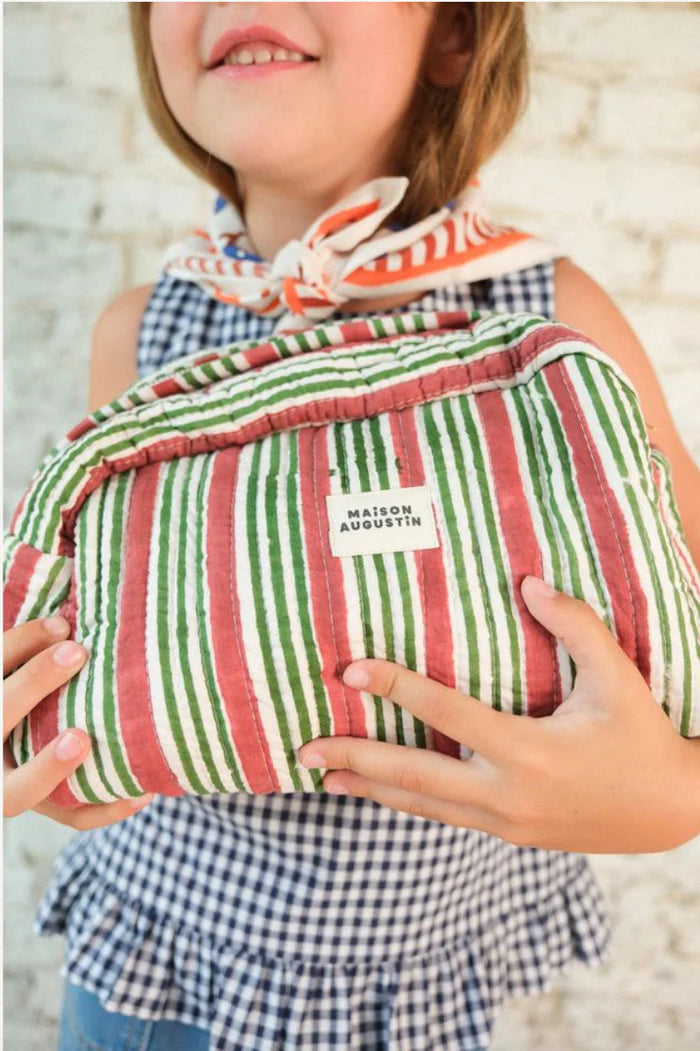 Trousse de toilette - Stripe - Brique - Maison Augustin