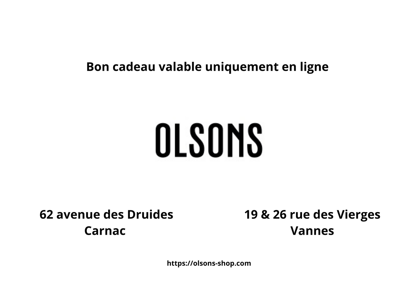 Carte cadeau Olsons