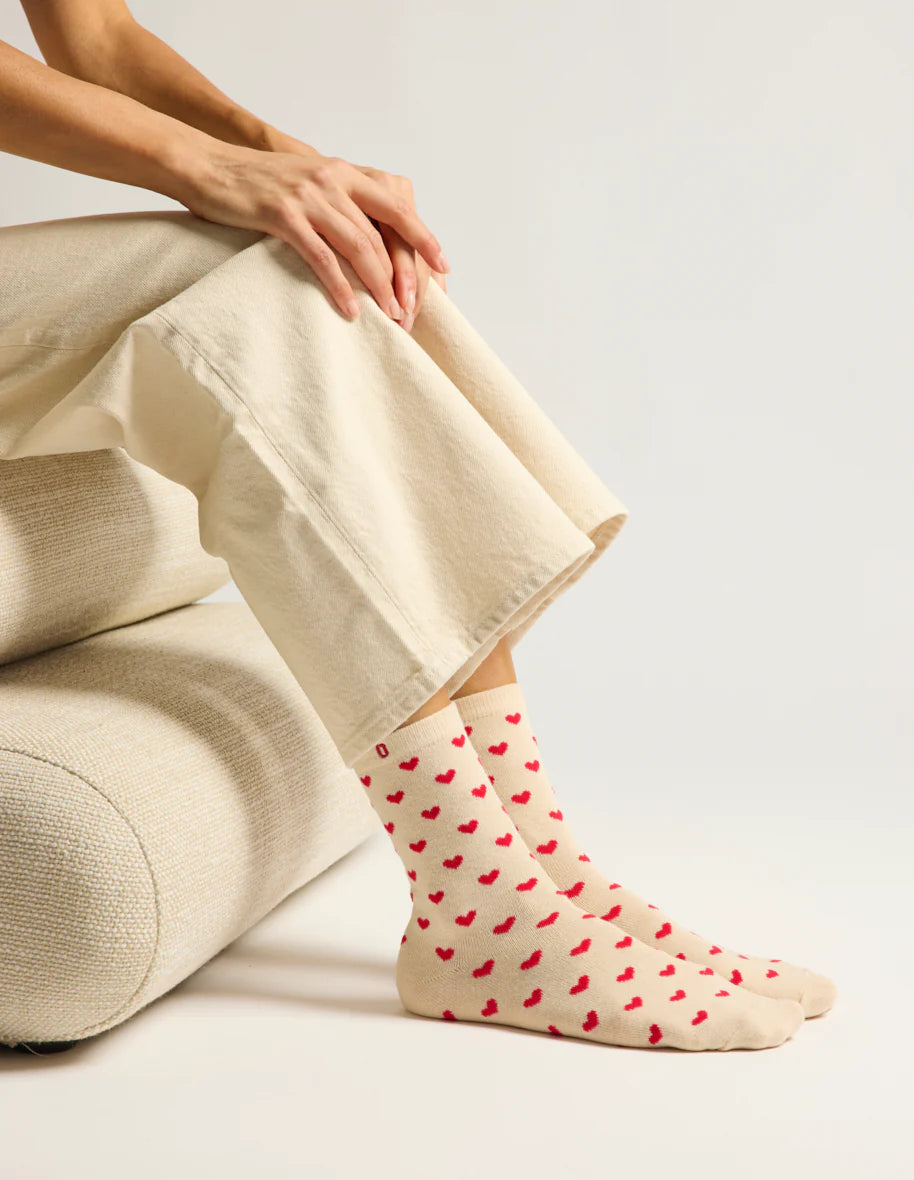 Pack de 3 Chaussettes - Fantaisie petit coeur bordeaux doré - Odaje