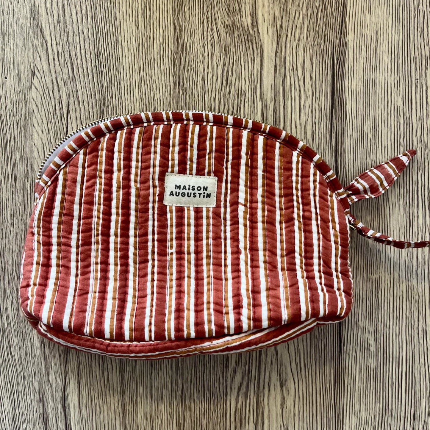 Trousse - Make up - Stripe - Brown - Maison Augustin