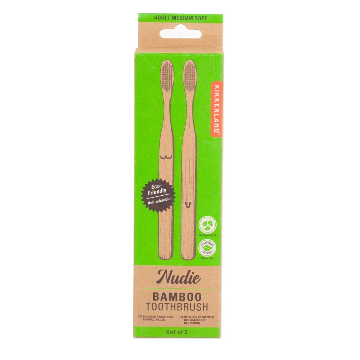Ensemble duo de brosses à dents en bambou - Nudie - Kikkerland