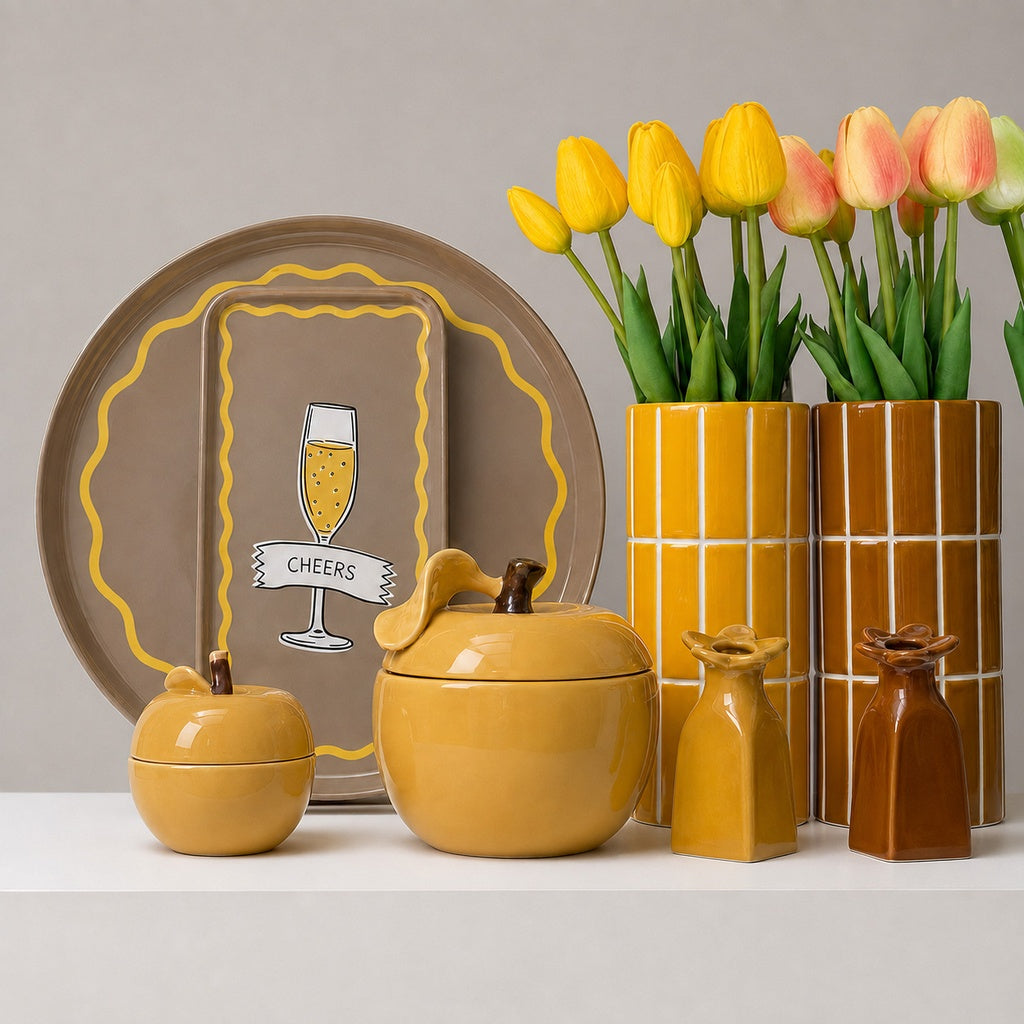 Vase - Carrelage - Jaune - Opjet