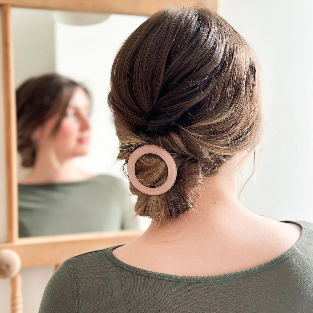 Barrette - ronde - Rose dragée - Bachca