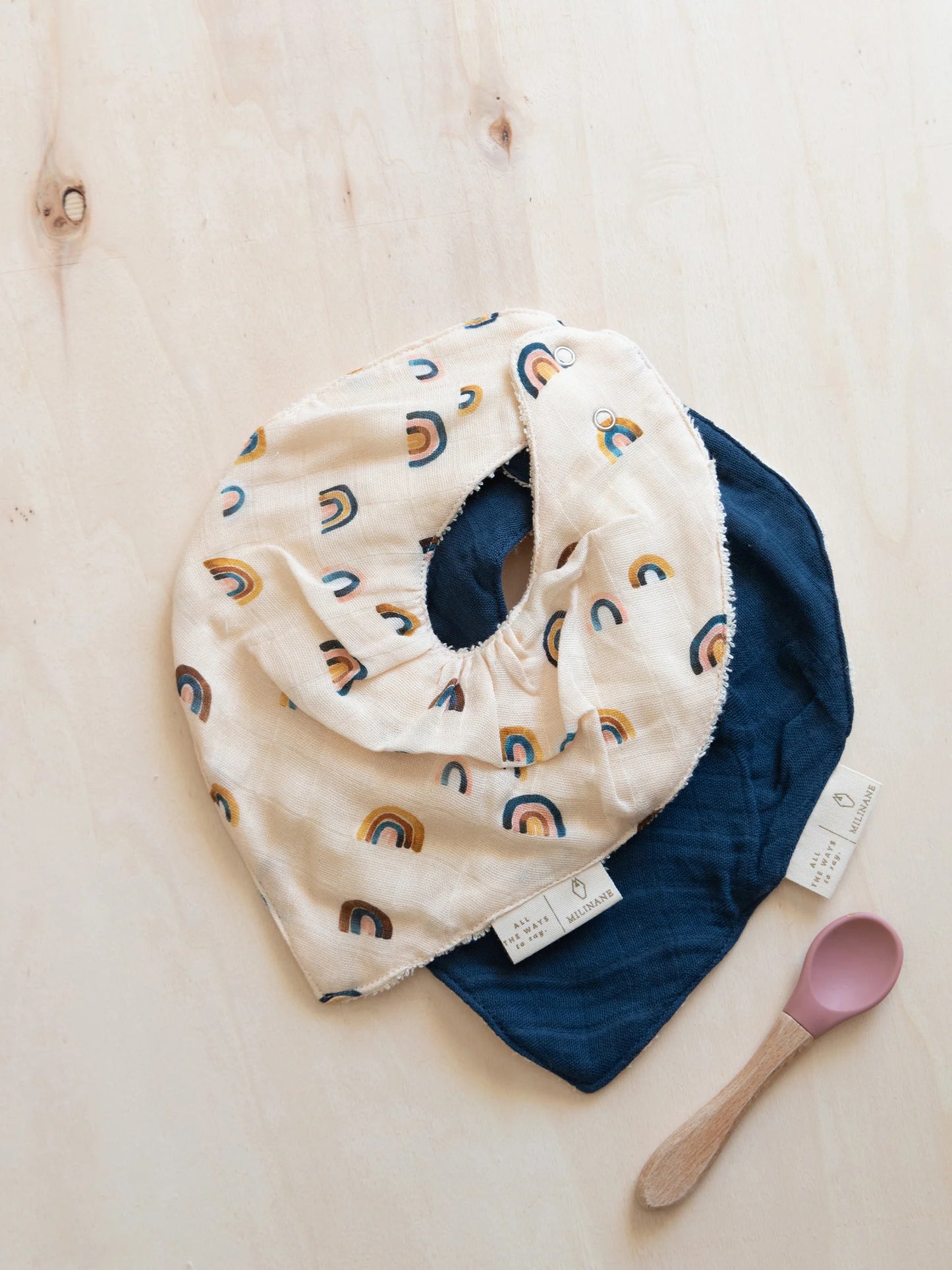 Lot de 2 bavoirs bandana - Mael - Rainbow - Milinane