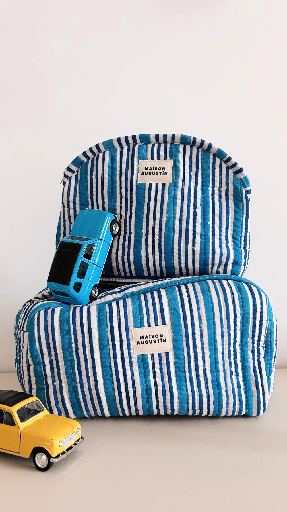 Trousse - Make up - Stripe - Bleu - Maison Augustin
