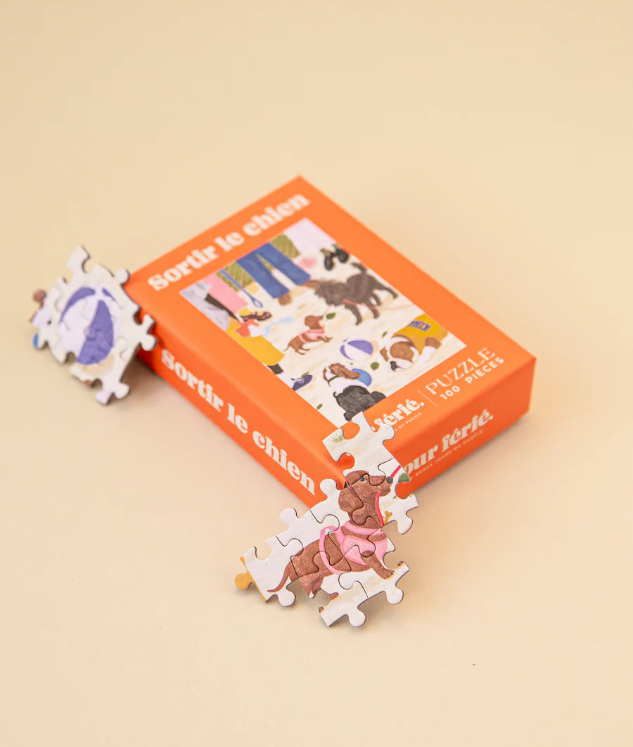 Mini puzzle - Sortir le chien - 100 pièces - Jour férié