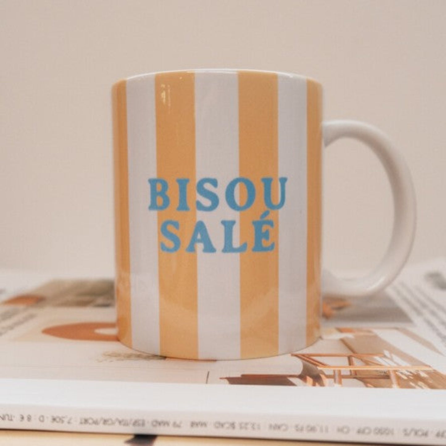 Mug - Bisou salé - rayures jaunes - Breizh club