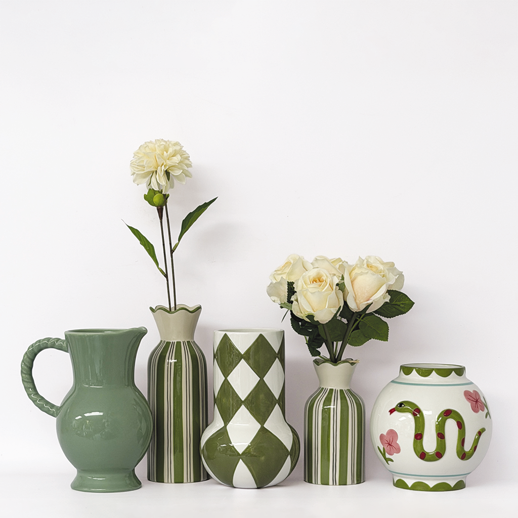Vase - Collerette - Rayure - PM - Kaki - Opjet