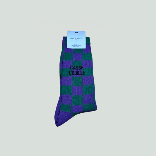 Chaussettes - Casse-couille - damier violet et sapin - Félicie aussi