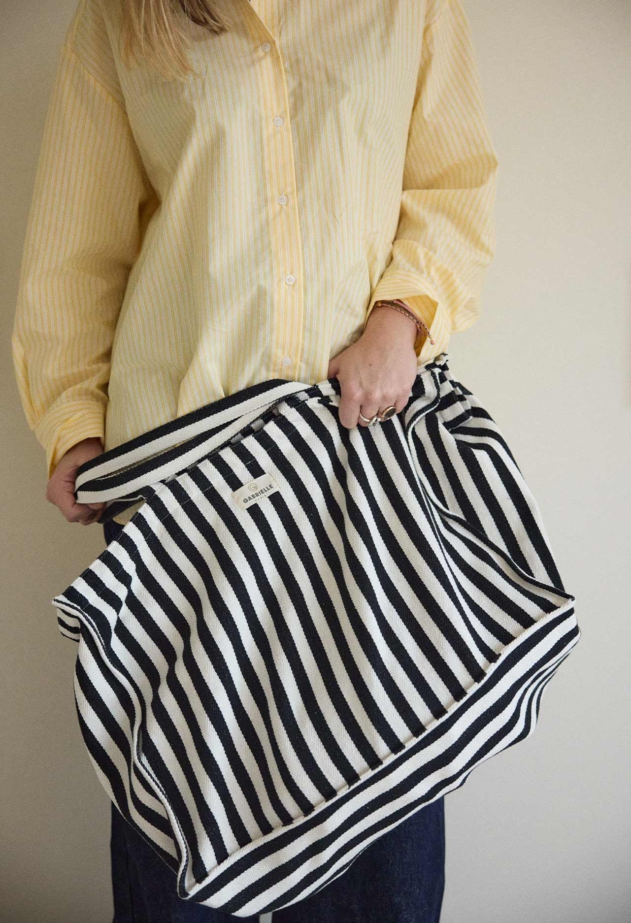 Sac - Week-end - Rayures noires - Gabrielle Paris