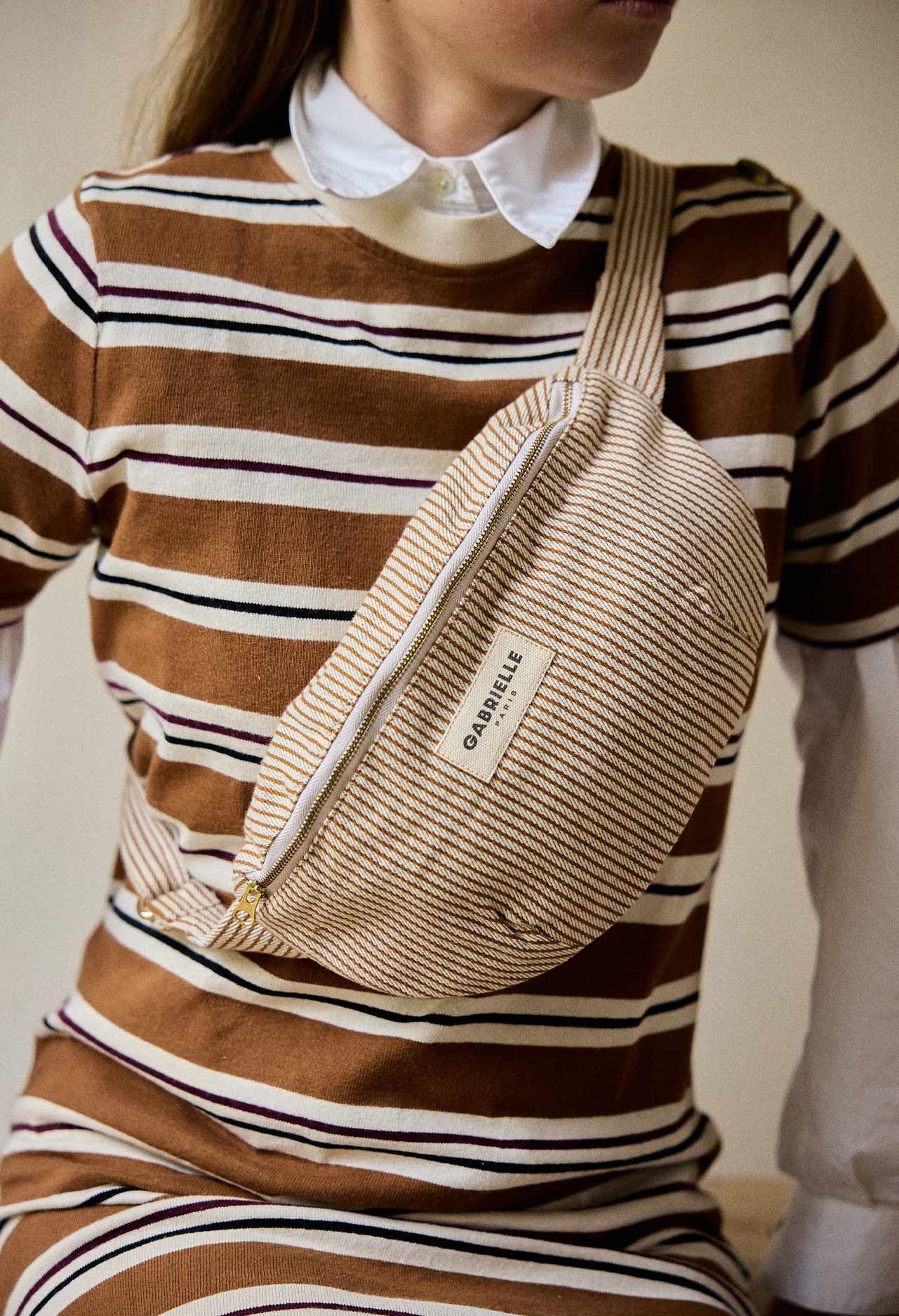Sac - Banane - Rayures argile - Gabrielle Paris