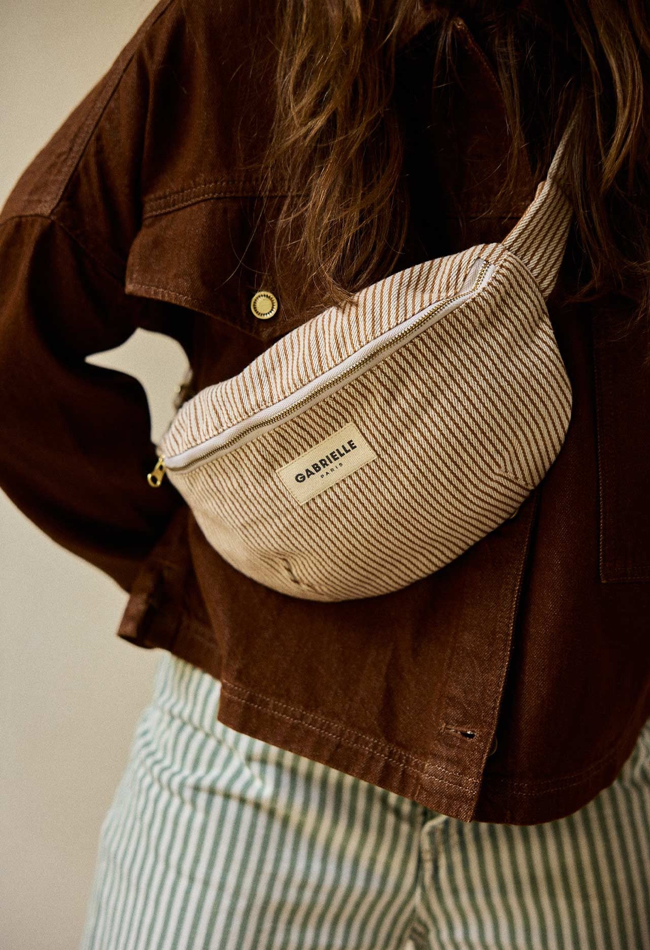 Sac - Banane - Rayures argile - Gabrielle Paris