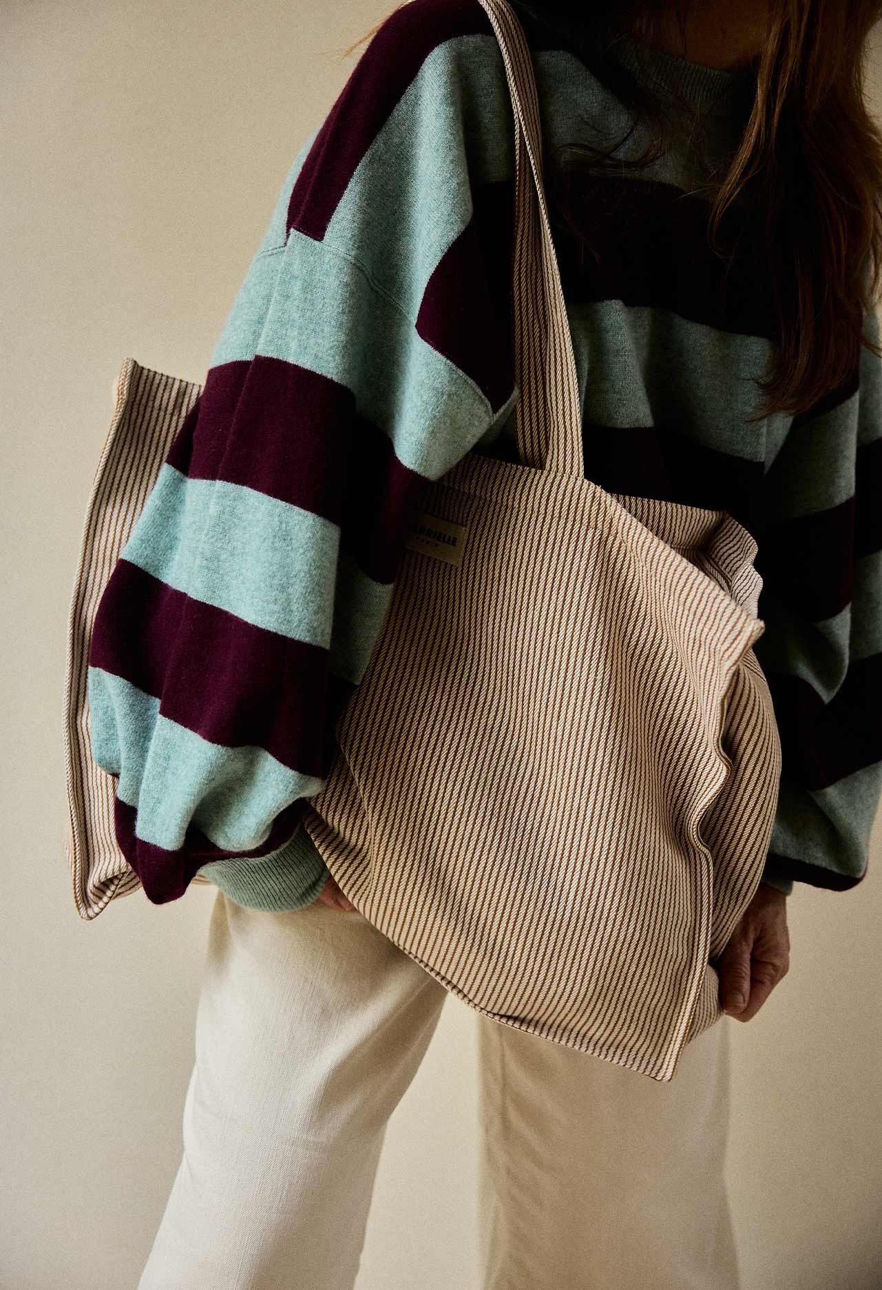 Sac - Week-end -  Rayures argile - Gabrielle Paris