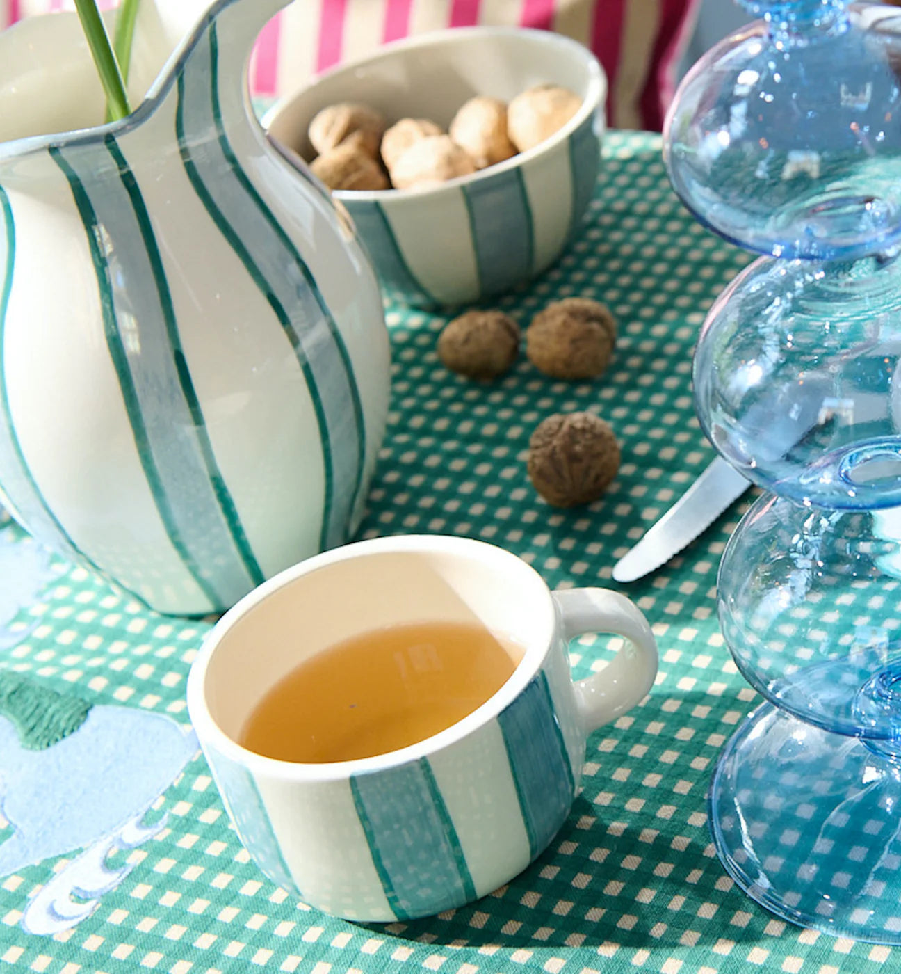 Cappuccino mug - Powder Striped - Anna + Nina