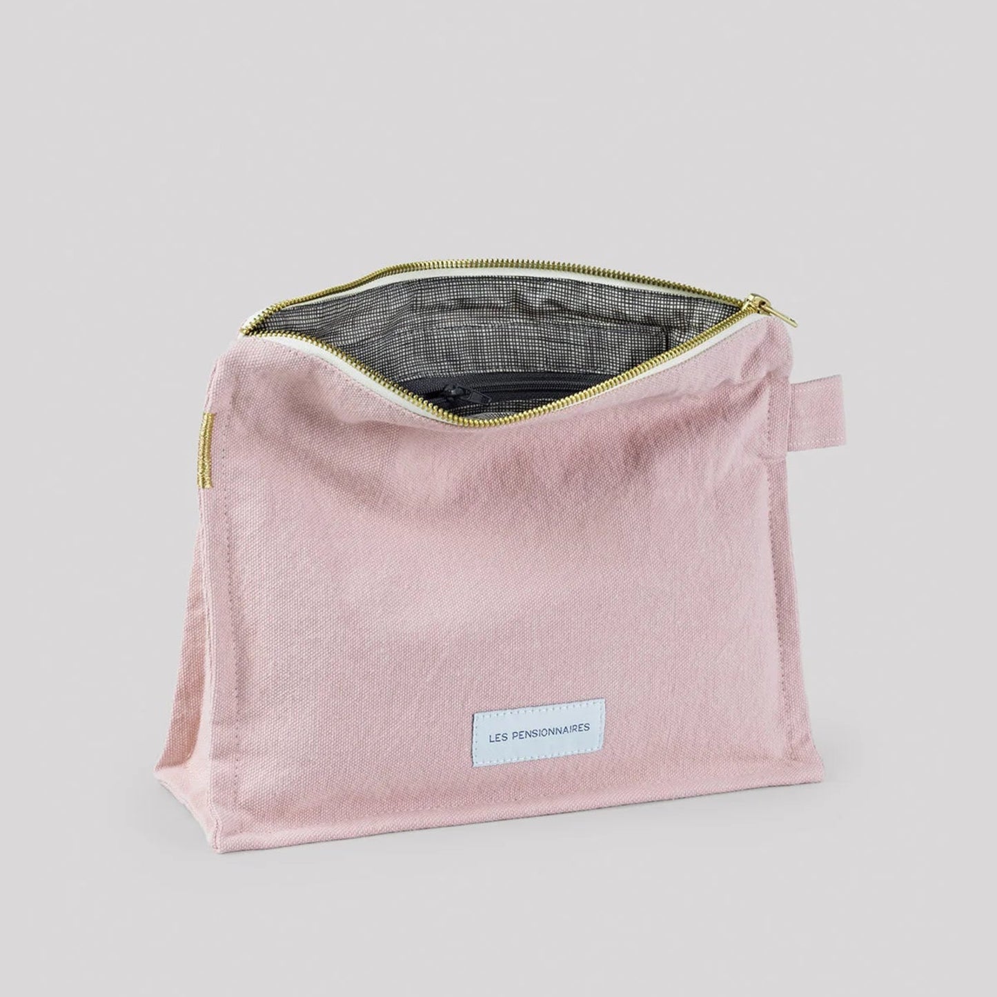 Trousse de toilette - rose délicat en épaisse toile de coton bio - Les pensionnaires