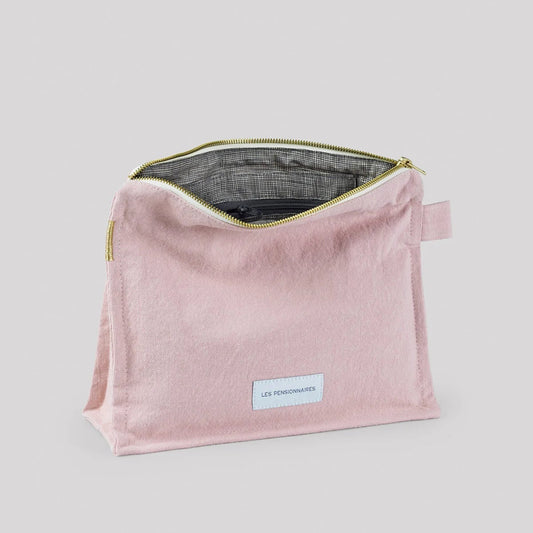Trousse de toilette - rose délicat en épaisse toile de coton bio - Les pensionnaires