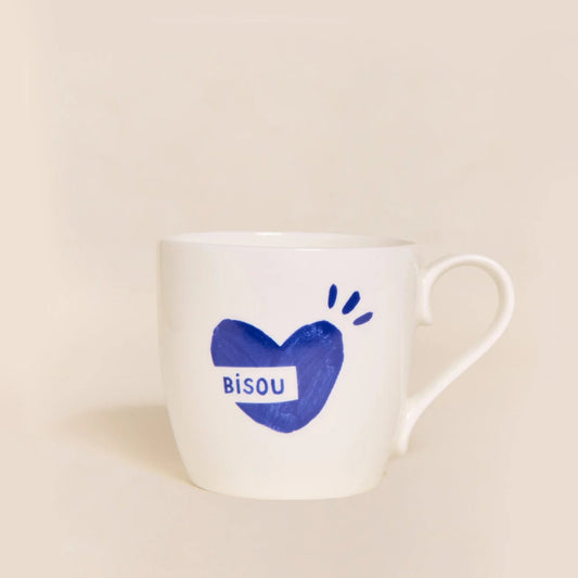 Le mug - Coeur - Bisou - bleu - émoi émoi