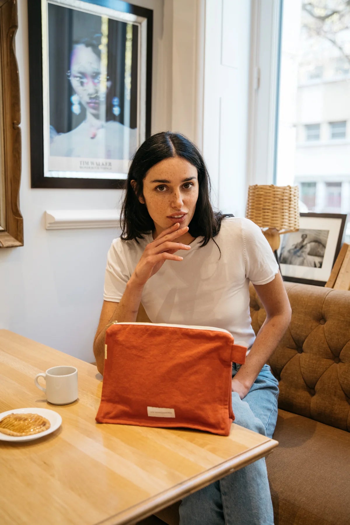 Trousse de toilette - orange flamboyant en épaisse toile de coton bio - Les pensionnaires