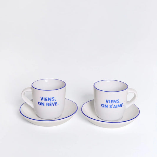 Set de 2 tasses espresso en porcelaine fine - Viens on rêve – Émoi émoi