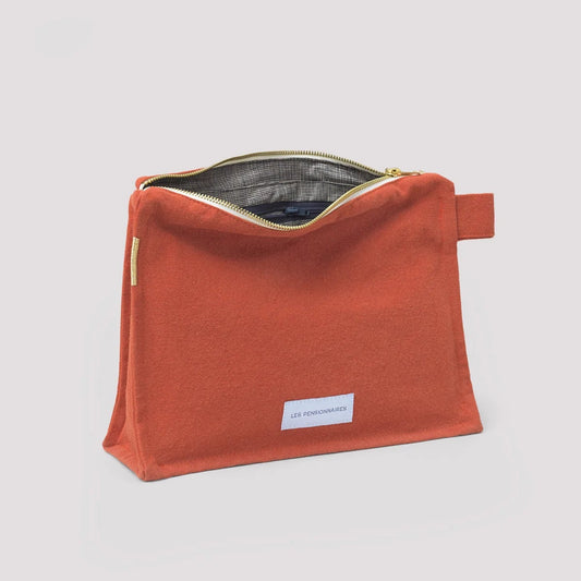 Trousse de toilette - orange flamboyant en épaisse toile de coton bio - Les pensionnaires