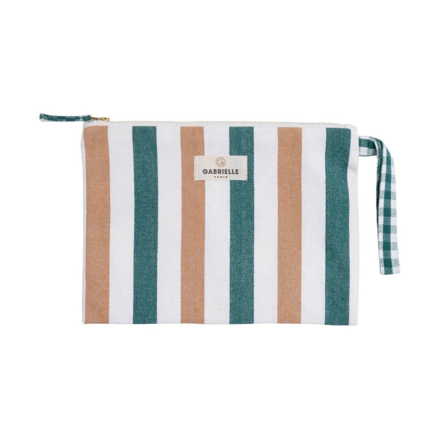 Pochette - avec anse - Rayures émeraude - Gabrielle Paris