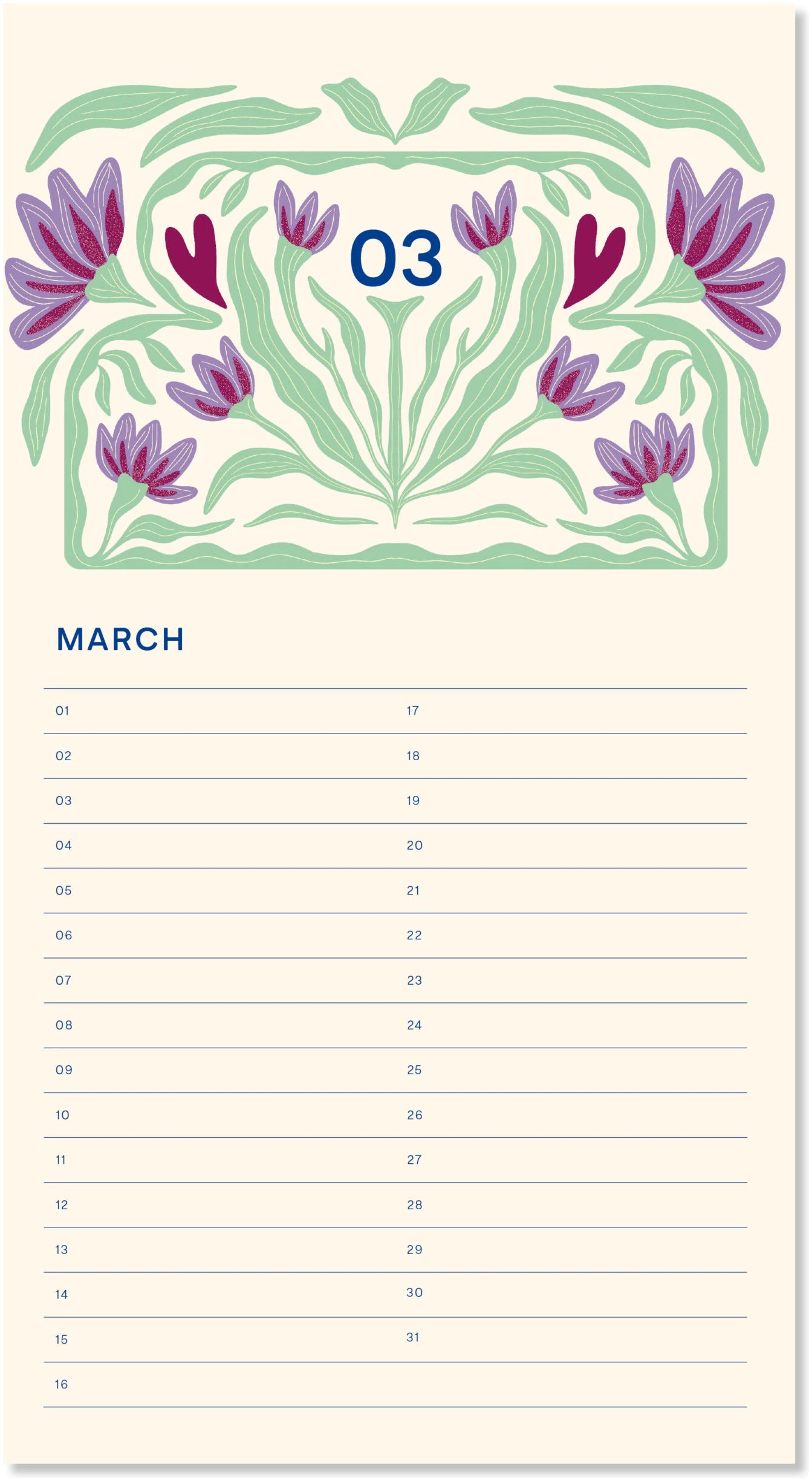 Calendrier d'anniversaires – Vase à fleurs - A-Journal Collection
