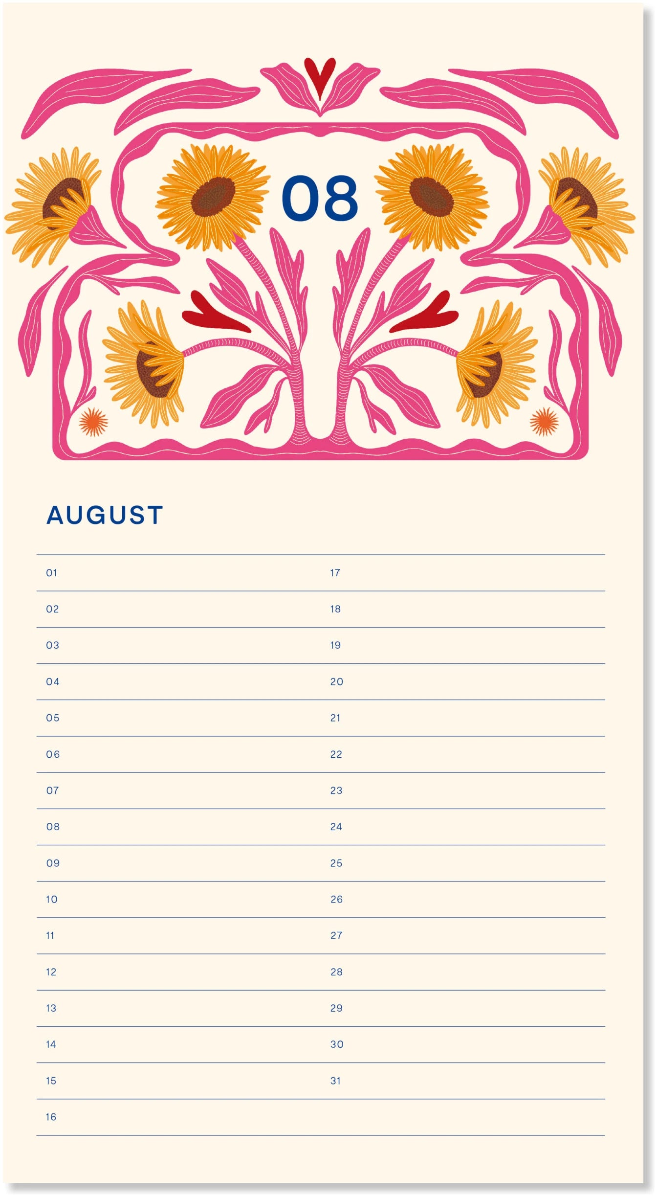 Calendrier d'anniversaires – Vase à fleurs - A-Journal Collection