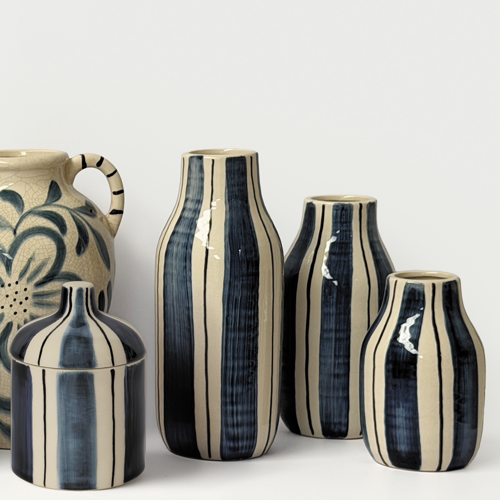 Vase - Giulia - Rayé bleu foncé - Opjet