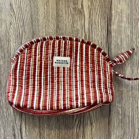 Trousse - Make up - Stripe - Brown - Maison Augustin