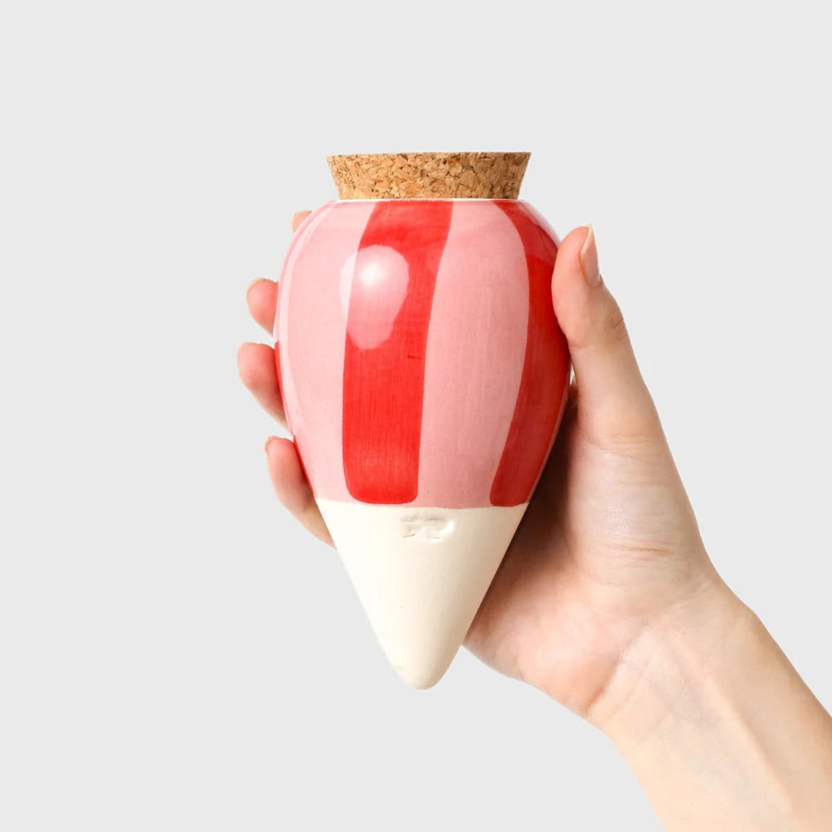 Olla hydratante - Rayé rose et rouge argile blanche - Pepin