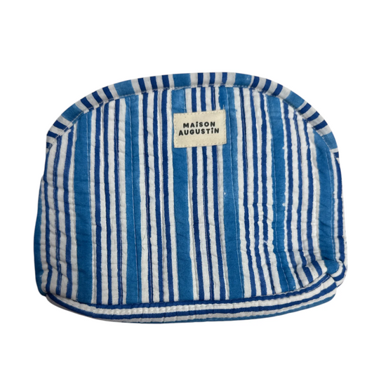 Trousse - Make up - Stripe - Bleu - Maison Augustin