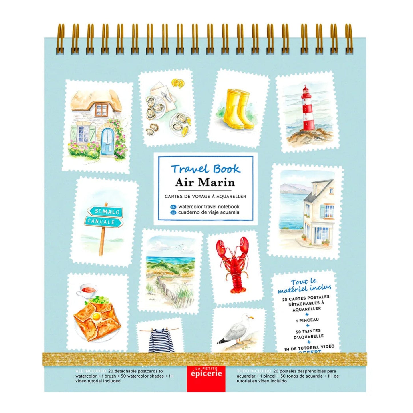Travel Book - Carnet aquarelle - thème Air Marin - La petite épicerie