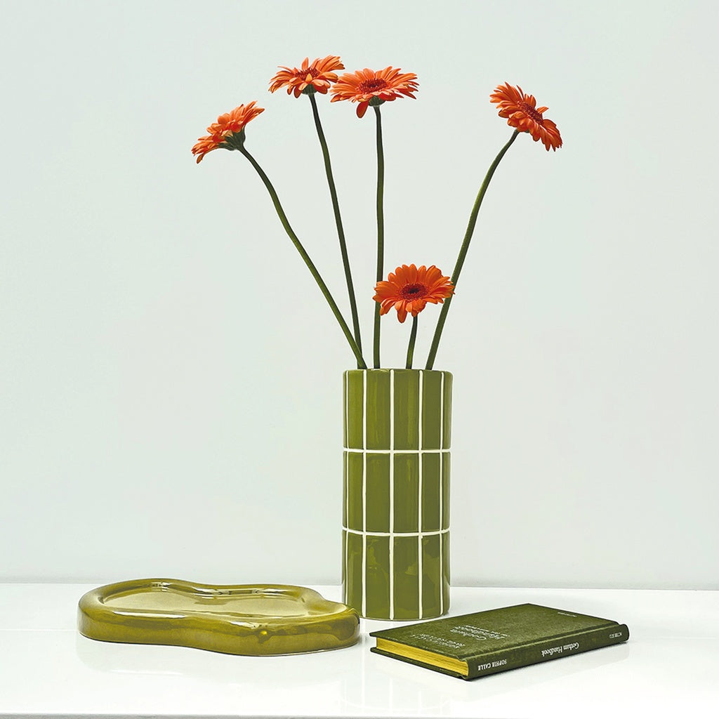 Vase - Carrelage - Kaki
