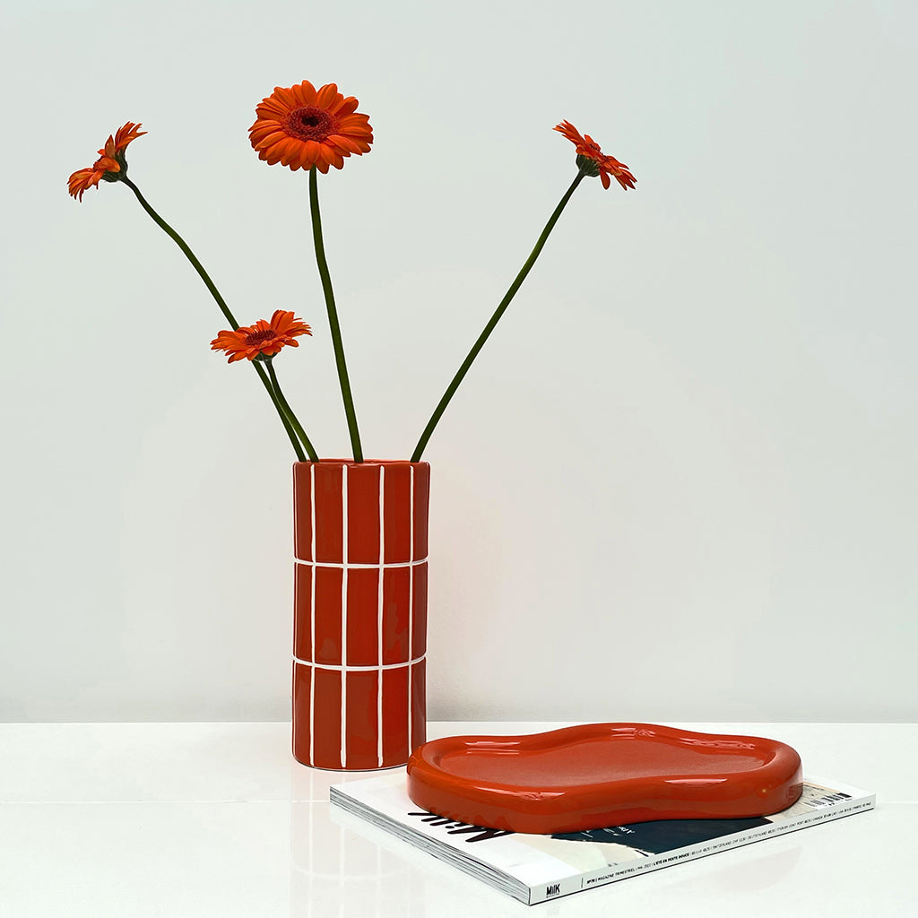 Vase - carrelage - orange - Opjet
