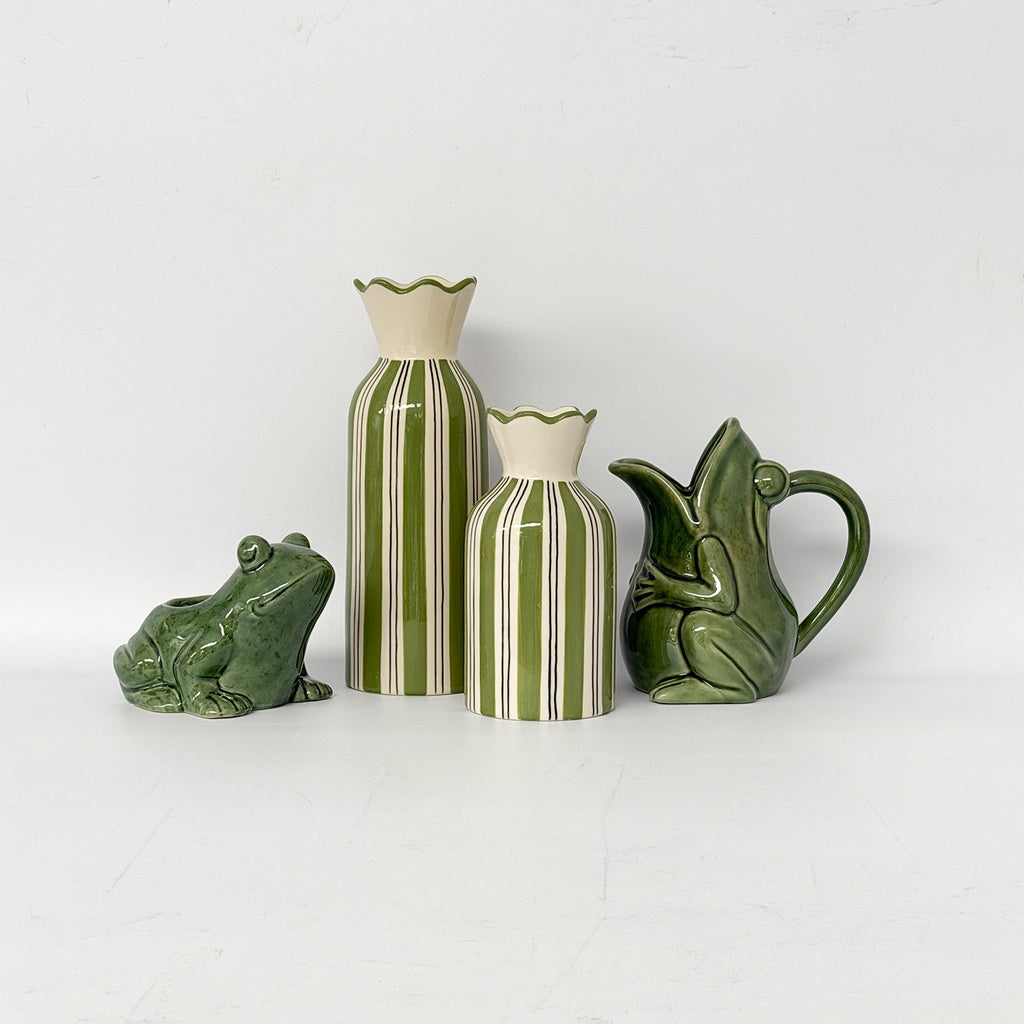 Vase - Collerette - Rayure - PM - Kaki - Opjet