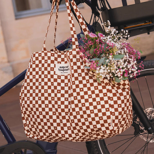 Cabas XXL - Damier Coeur - Mon petit Léon