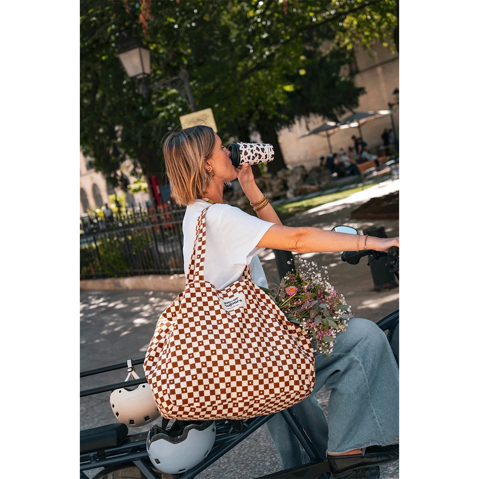Cabas XXL - Damier Coeur - Mon petit Léon
