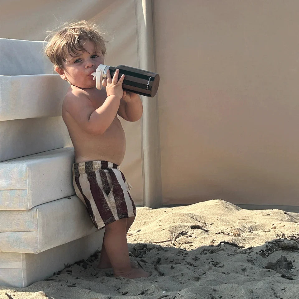 Gourde isotherme enfant - Rayures marrons et noires - Mon petit Léon