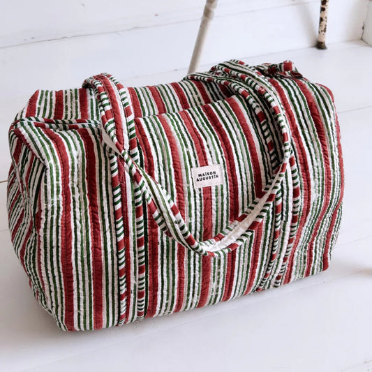 Sac - Week end - Stripe - Brique - Maison Augustin