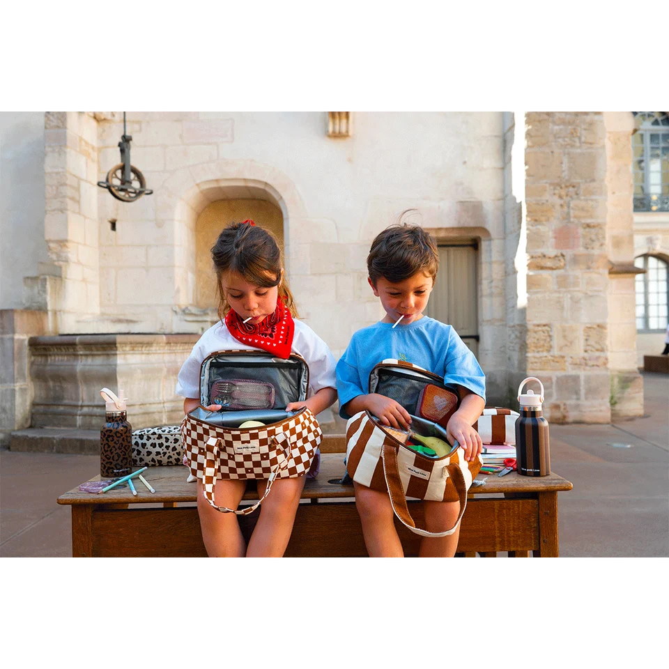 Lunch Bag isotherme - Rayures Marron beige - Mon petit Léon