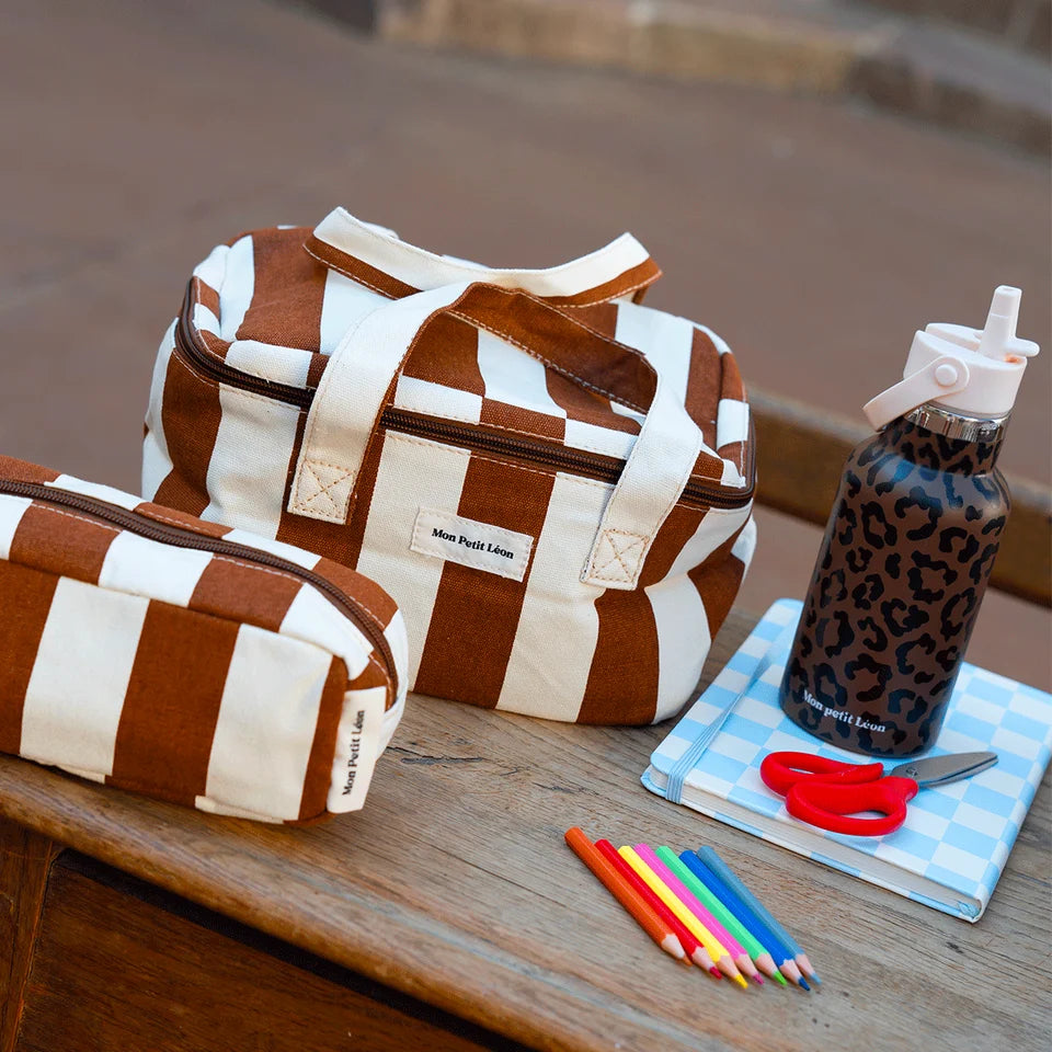 Lunch Bag isotherme - Rayures Marron beige - Mon petit Léon