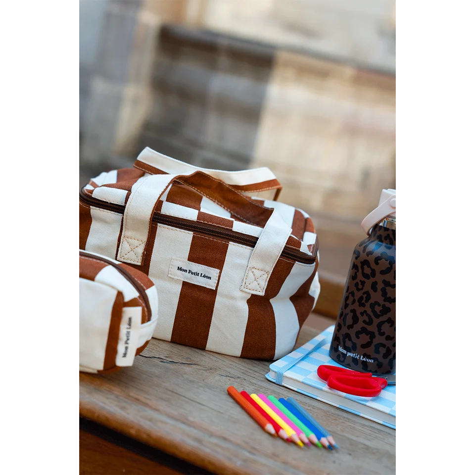 Lunch Bag isotherme - Rayures Marron beige - Mon petit Léon