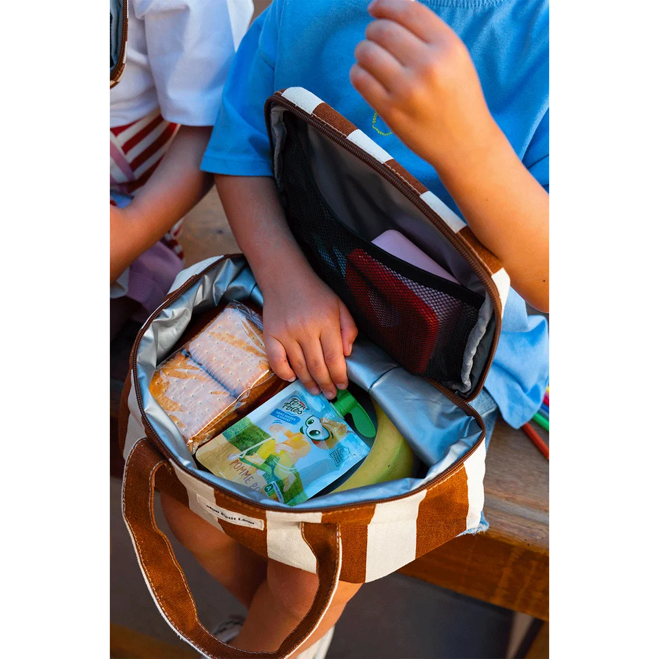 Lunch Bag isotherme - Rayures Marron beige - Mon petit Léon